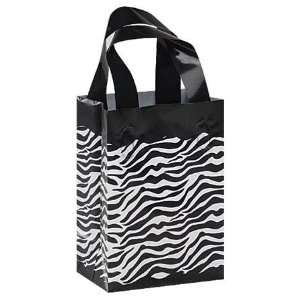    Small Zebra Print Frosted Plastic Shopping Bags