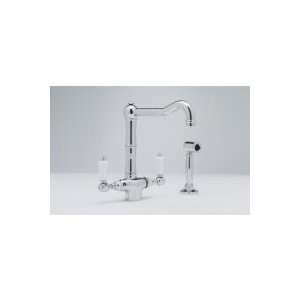 Rohl Single Hole Country Kitchen Faucet with Sidespray, Metal Lever 