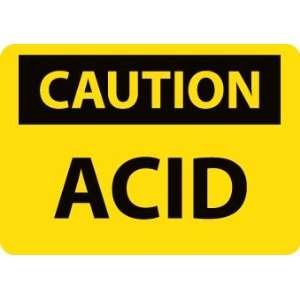 C409RB   Caution, Acid, 10 X 14, .050 Rigid Plastic  