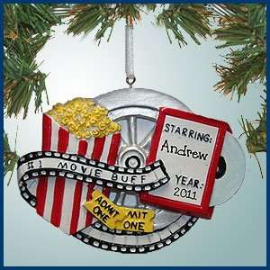 Personalized Christmas Ornaments   Movie Buff with Film Strip 