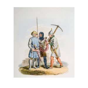  Soldiers of the Reign of Henry Iii. Hand Colored Engraving 