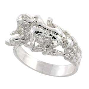  Sterling Silver Couple Making Love Nugget Ring, 1/2 (12mm 
