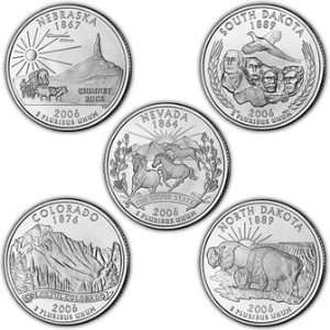  All 5 2006 P State Quarters 