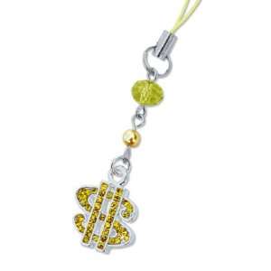Universal Dollar Shaped with Diamond Cell Phone (Car) Charms Strap 
