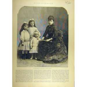  1889 Queen Regent Spain Three Children Portrait Print 