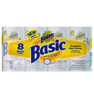 Bounty Basic Paper Towels, 8 Rolls, Prints, 60 One Ply Sheets Per Roll