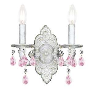   Wall Sconce with Rose Colored Hand Polished Crystals
