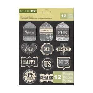  K&Company Studio 112 Dimensional Stickers Word; 12 Items 