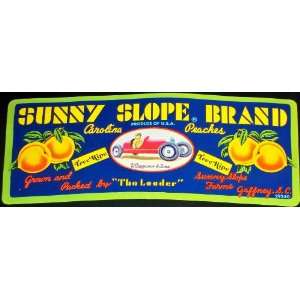  Vintage Race Car Sunny Slope Crate Label, 1960s 