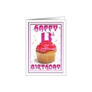  13th Birthday, cake stars pink, cup cake Card Toys 