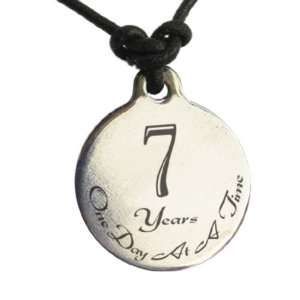  7 Year Sobriety Anniversary Medallion Leather Necklace 