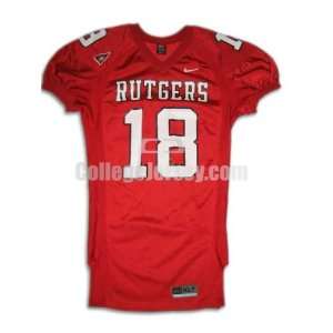  Red No. 18 Game Used Rutgers Nike Football Jersey Sports 