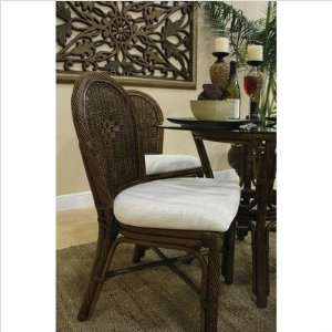  Key West Indoor Rattan Side Chair in Antique Finish Fabric 