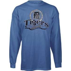  Detroit Tigers Blue Vintage Crest Long Sleeve T Shirt 