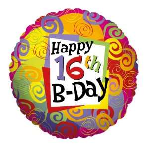  Happy 16th Birthday Colorful Swirls 18 Mylar Balloon 