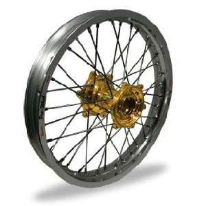 Pro Wheel Supermoto Rear Wheel Set   17x4.25   Silver Rim/Gold Hub 27 