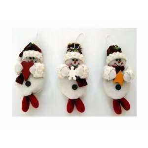  6 Fabric Snowman Hanging Ornaments (3 Pcs. Set)