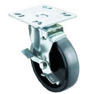 Universal Plate Caster with 5 Wheel, with Brake, 4x4 Plate, Grease 