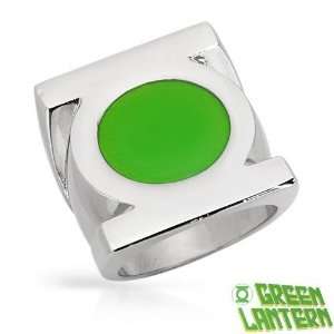  Green Lantern Stainless Steel Unisex Ring   Size 8 GREEN 