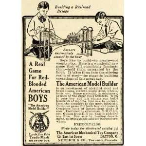 1913 Ad American Mechanical Boys Toy Model Builder Railroad Bridge 