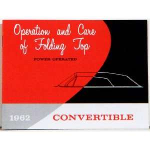 Chevy Convertible Top Manual, 1962