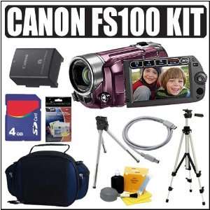  Canon FS100 Flash Memory Camcorder (Garnet Red) + Deluxe 