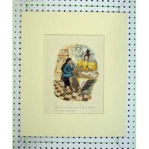  Hand Coloured Engraving Man Woman Book Shop Paintings 