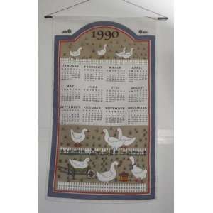  Vintage 1990 Country Geese 100% Cotton Calendar 