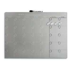 Quartet Magnetic Tin Dry Erase 1 Month Calendar Board, Silver, 17 x 23 
