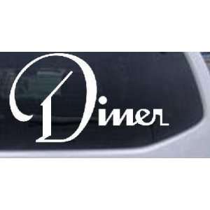White 14in X 7.4in    Diner Window Decal Sign Business Car Window Wall 