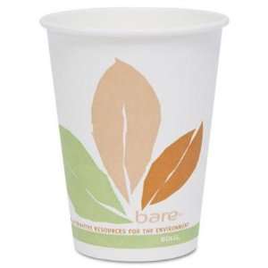  SOLO Cup Company Bare PLA Hot Cups, White w/Leaf Design 