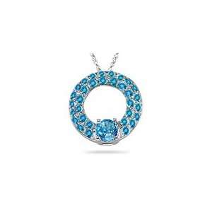  3.46 3.55 Cts Swiss Blue Topaz Circle Pendant in 14K White 