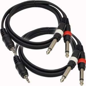 Seismic Audio   (2 Pack) 1/8 Stereo 3.5 mm to Dual 1/4 TS Splitter 