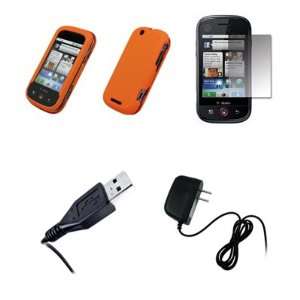  Orange Rubberized Snap On Cover Case + Screen Protector 