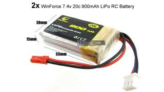 2x 7.4V 20C 900mAh LiPo 2s 2 Cell RC Akku Battery WF  
