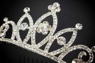   Jewelry Crown Clear Leaf Tiara Hari Comb Swarovski Crystals Rhinestone