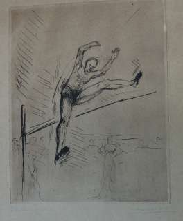 Paul Daxhelet original sport engraving etching ? 21 / 100 LE SAUTEN EN 