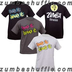 ZUMBA FITNESS Live it Love it BLACK GRAY WHITE T shirt  