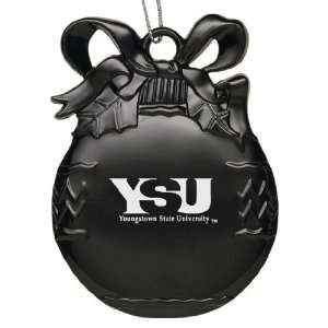 Youngstown State University   Pewter Christmas Tree Ornament   Black