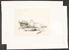   David Roberts 1855 Holy Land Quarto Lithographs   Quay of Suez & Siout
