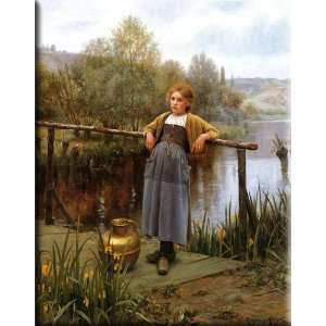  Young Girl by a Stream 24x30 Streched Canvas Art by Knight 