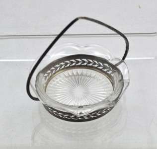 Fine Sheffield Sterling Silver Basket w/ Glass Insert  