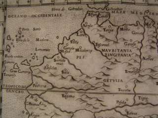 West Africa Senegal Canary Islands 1599 Ruscelli antique map w/ sea 