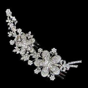 Flower Bridal Hair Comb Tiara w/ Swarovski Crystal  