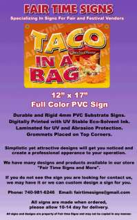 TACO IN A BAG Concession Sign   Rectangle PVC Full Color Laminated 
