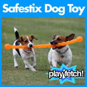 SAFESTIX FETCH DOG TOY ORANGE SAFE NON TOXIC FUN 19in  