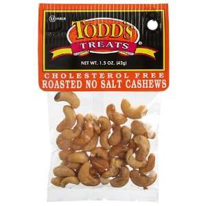 Todds Incorporated Cholesterol Free No Salt Cashews, 1.5 Ounce Bags 