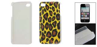 Leopard Pattern IMD Back Case Cover Shell Yellow for iPhone 4 4G 4S 