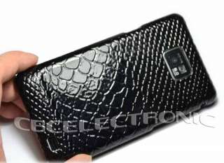 New Brown lizard PU leather back hard case cover for Samsung i9100 