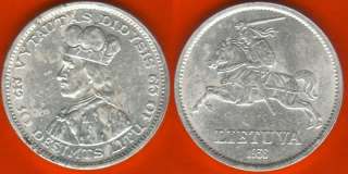 Lithuania 10 litu 1936 km#83 Silver Vytautas  
